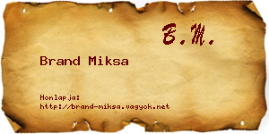 Brand Miksa névjegykártya